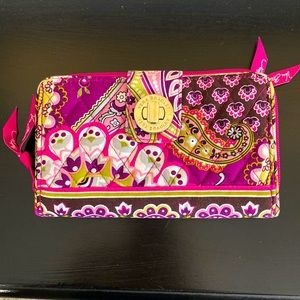 Vera Bradley Quilted Wallet Purple-Green-Brown